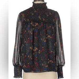 Laundry by Shelli Segal Black Floral Sheer Women's LargeTop